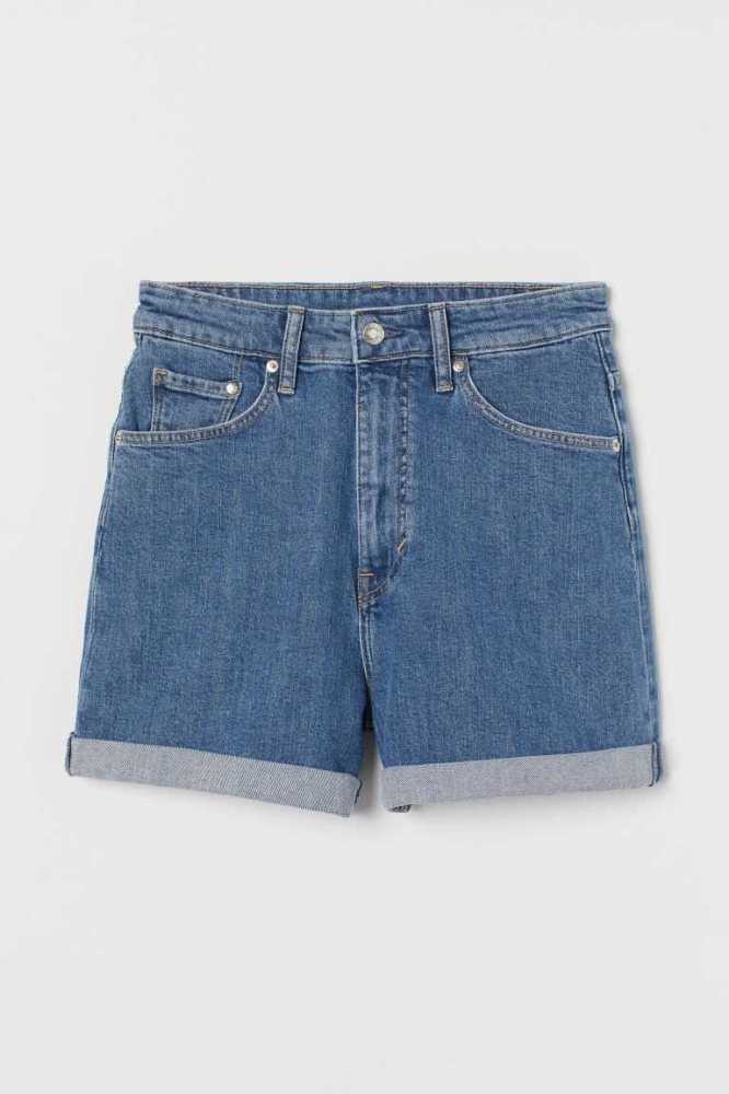 H&M Mom Ultra High Denim Kurze Hose Damen Hellblau | 9581-QFXTG