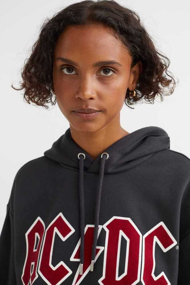 H&M Motif Hoodie Damen Hellblau | 7618-UDVOI