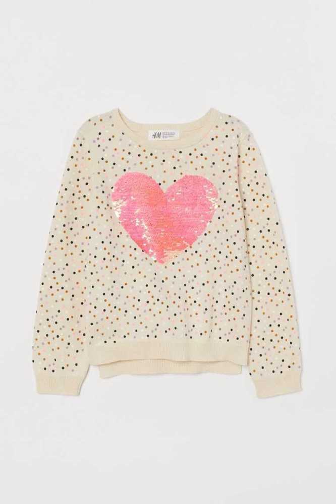 H&M Motif-detail Knit Pullover Kinder Grün | 9253-CRDMG