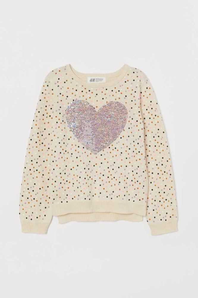 H&M Motif-detail Knit Pullover Kinder Grün | 9253-CRDMG