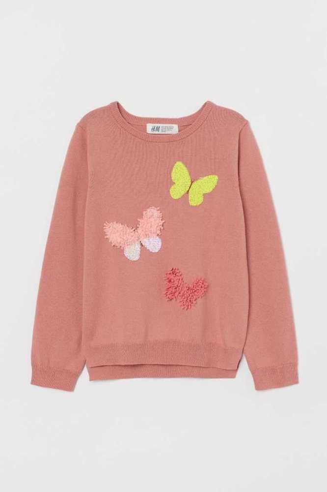 H&M Motif-detail Knit Pullover Kinder Grün | 9253-CRDMG