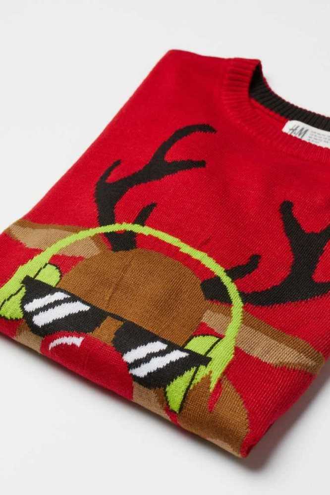 H&M Motif-detail Pullover Kinder Rot | 6437-SBPHI