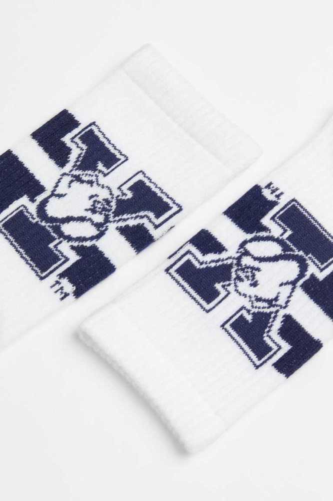 H&M Motif-detail Socken Herren Hellblau | 2106-BNFVM