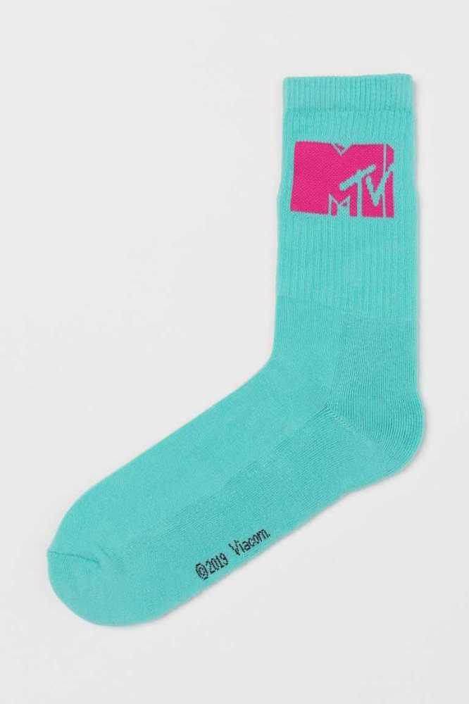 H&M Motif-detail Socken Herren Schwarz | 1980-CPKYH