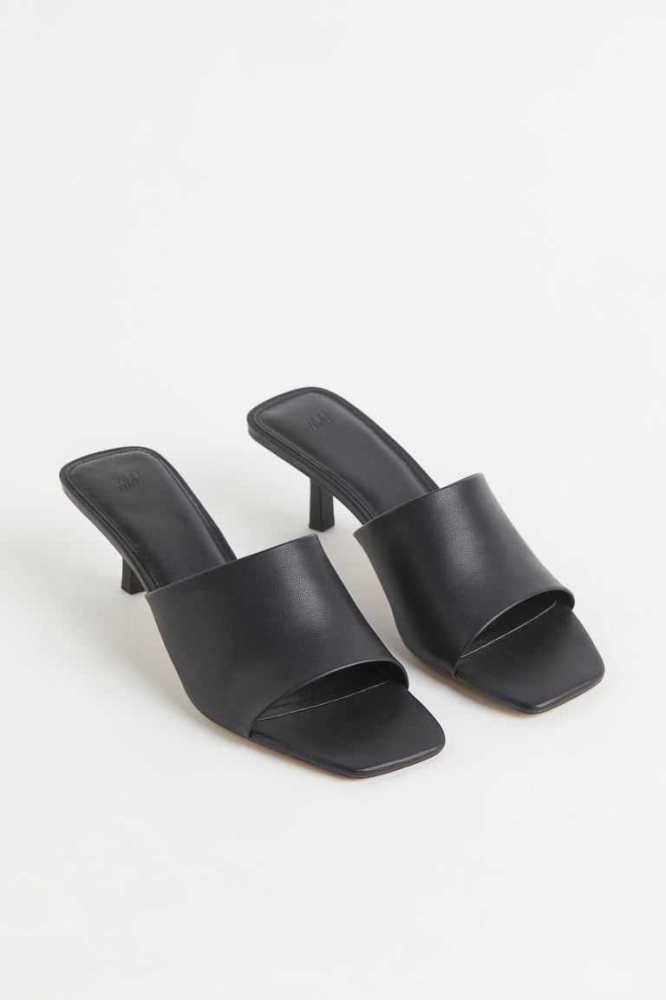 H&M Mules Damen Schwarz | 1390-VOKWD