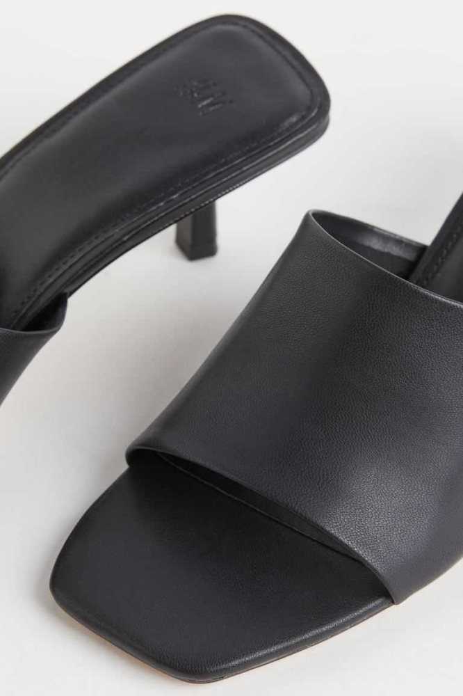 H&M Mules Damen Schwarz | 1390-VOKWD