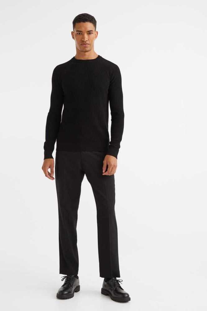 H&M Muscle Fit Knit Pullover Herren Dunkelgrau | 8290-QMWAG