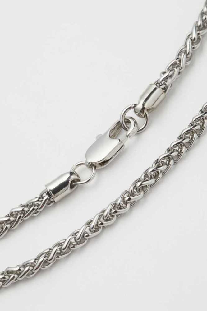 H&M Necklace and Bracelet Ketten Herren Silber | 1723-OTEYF