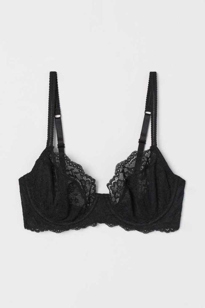 H&M Non-padded Underwire Spitze Bra Unterwäsche Damen Weiß | 4168-TNIUX