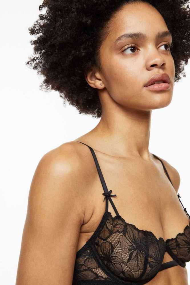 H&M Non-padded Underwire Spitze Bra Unterwäsche Damen Hellrosa | 7513-CWOPM