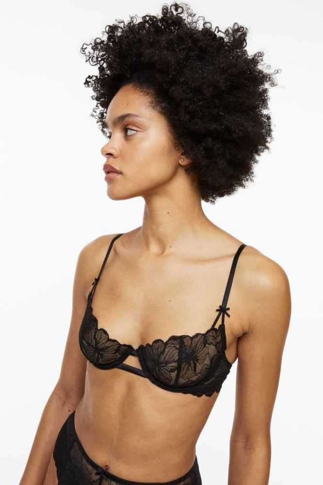 H&M Non-padded Underwire Spitze Bra Unterwäsche Damen Hellrosa | 7513-CWOPM