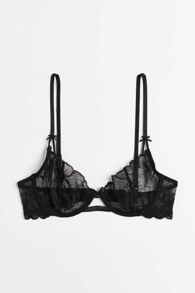 H&M Non-padded Underwire Spitze Bra Unterwäsche Damen Hellrosa | 7513-CWOPM