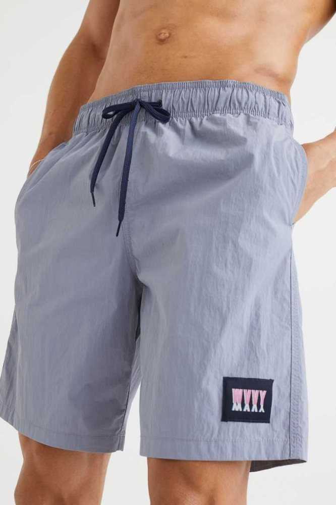 H&M Nylon Shorts Bademode Herren Grau Blau | 8629-YWOAF