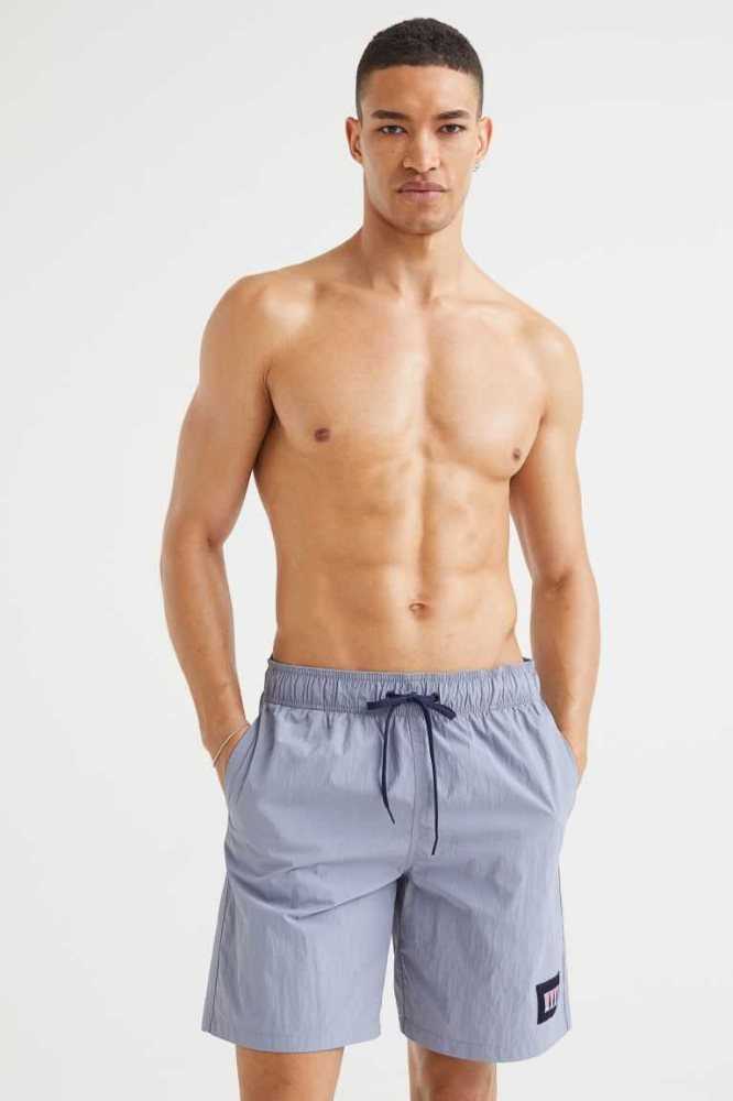 H&M Nylon Shorts Bademode Herren Grau Blau | 8629-YWOAF