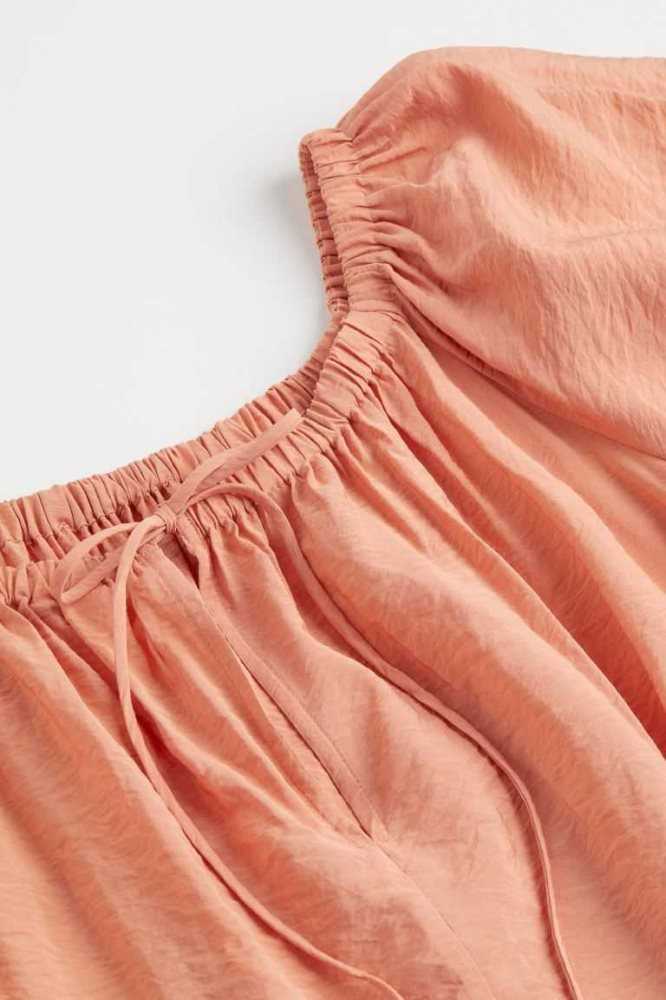 H&M Off-the-shoulder Puff-sleeved Kleider Damen Hellorange | 4390-PDRUV