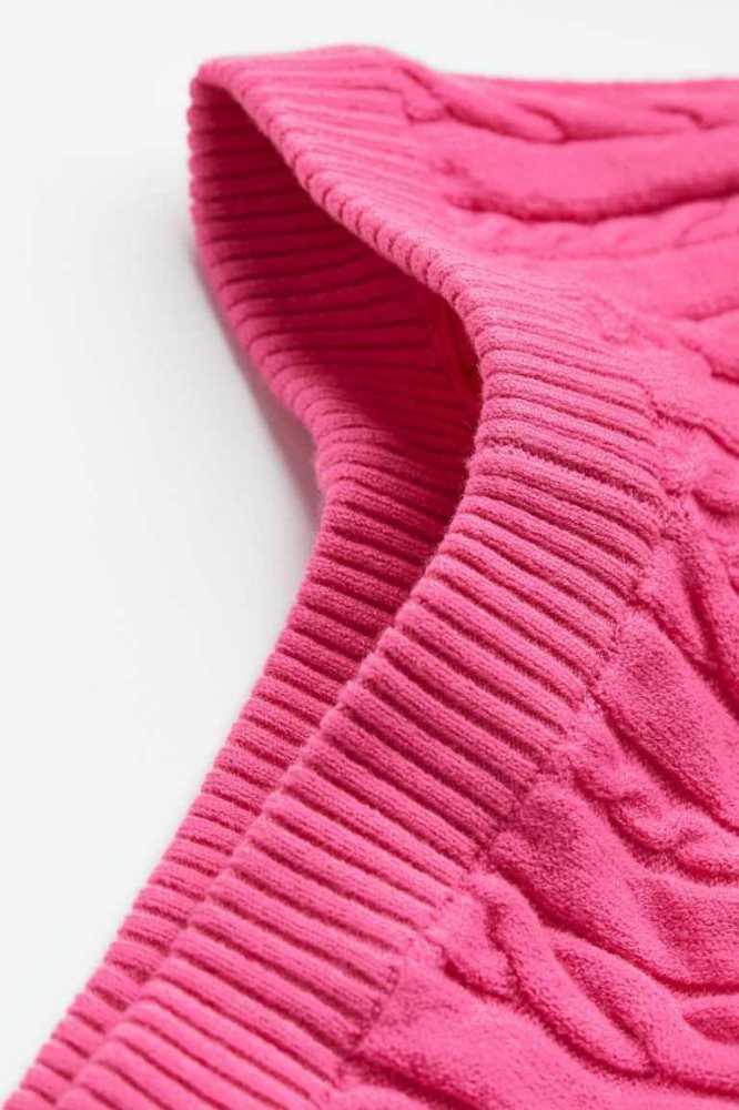 H&M Off-the-shoulder cable-knit top Pullover Damen Rosa | 2561-YQLWE