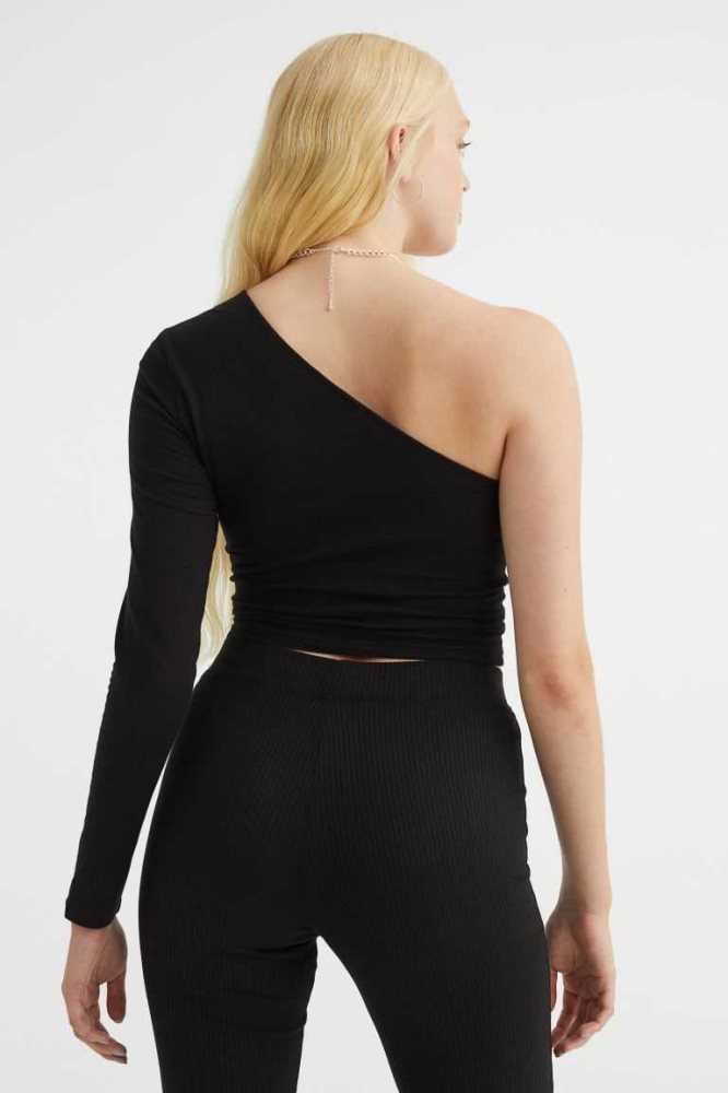 H&M One-shoulder Crop Oberteile Damen Grün | 0382-GNLDP