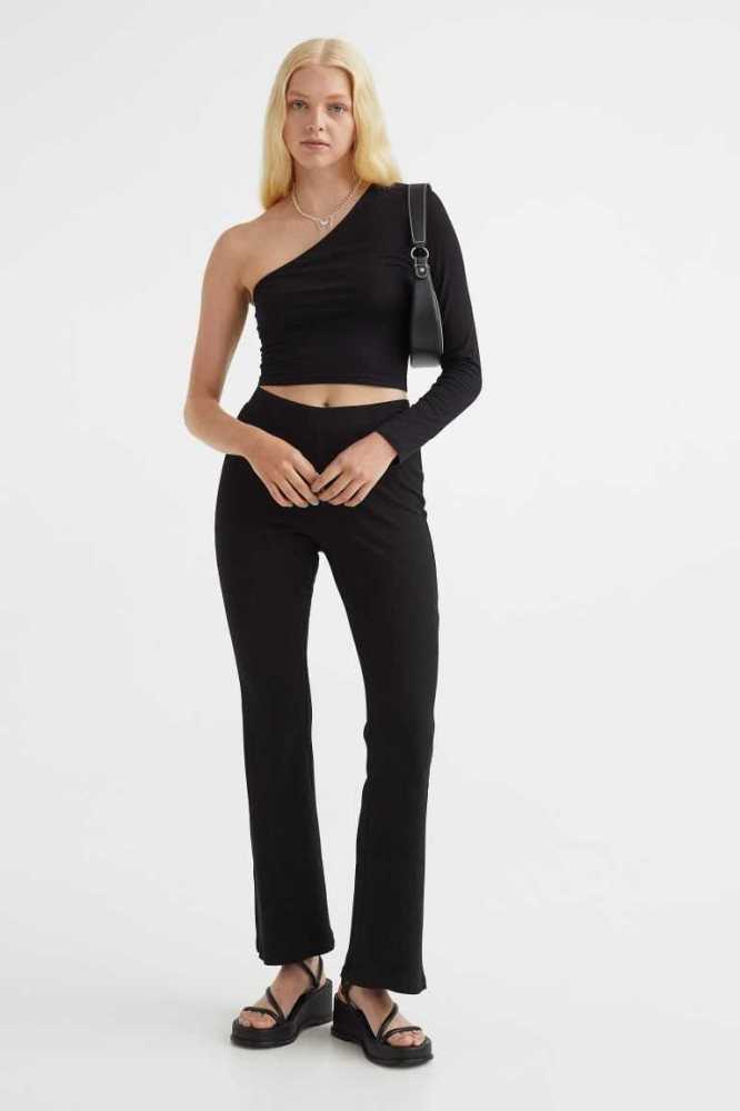 H&M One-shoulder Crop Oberteile Damen Grün | 0382-GNLDP