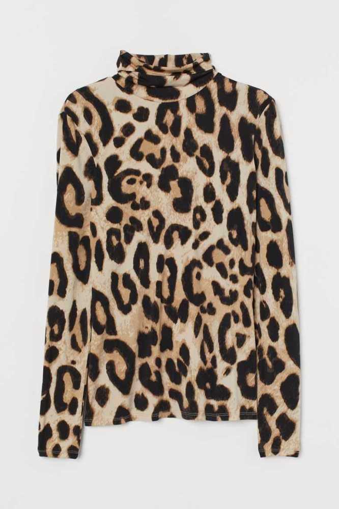 H&M Open-backed Oberteile Damen Hellbeige Leopard | 1428-TMIZJ