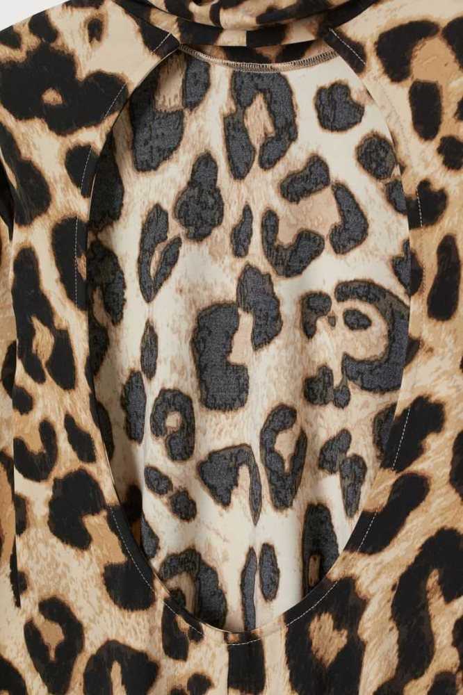 H&M Open-backed Oberteile Damen Hellbeige Leopard | 1428-TMIZJ