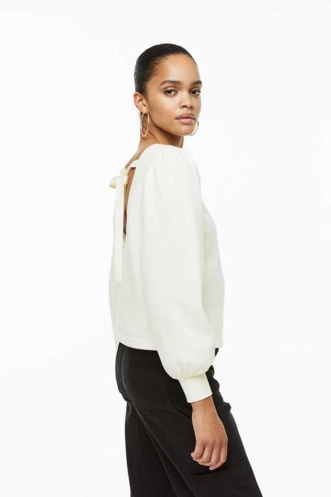 H&M Open-backed Sweatshirt Damen Weiß | 6482-IVHQE