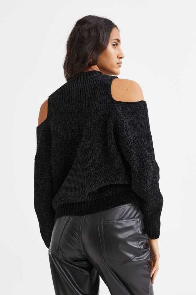 H&M Open-shoulder Pullover Damen Schwarz | 1652-URLEJ