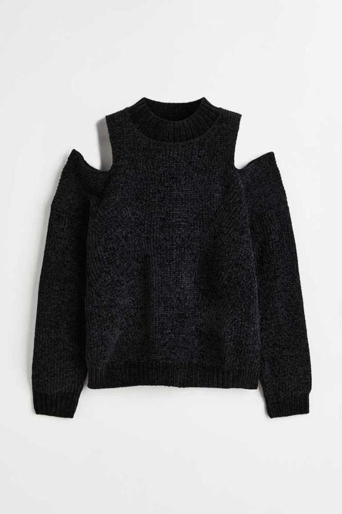 H&M Open-shoulder Pullover Damen Schwarz | 1652-URLEJ