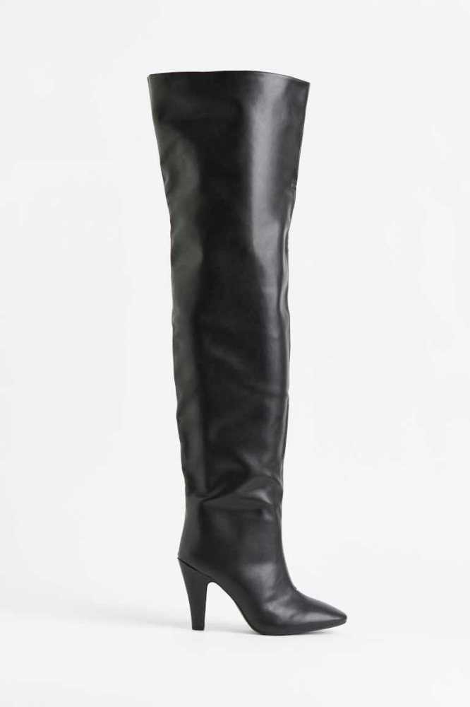 H&M Over-the-knee Stiefel Damen Schwarz | 7195-EFLJN