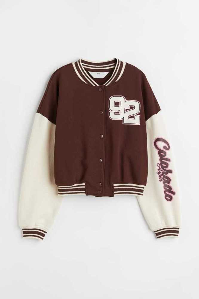 H&M Oversized Baseball Jacket Oberbekleidung Kinder Schwarz | 6045-CNLET