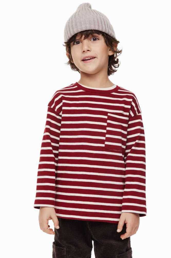 H&M Oversized Baumwoll Shirt Jersey Kinder Dunkelrot | 0712-VQATS