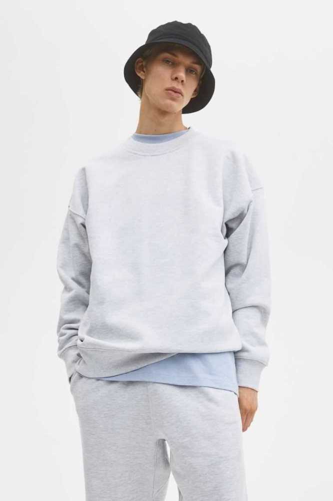 H&M Oversized Fit Baumwoll Sweatshirt Oberteile Herren Senfgelb Gelb | 8132-FEGLK