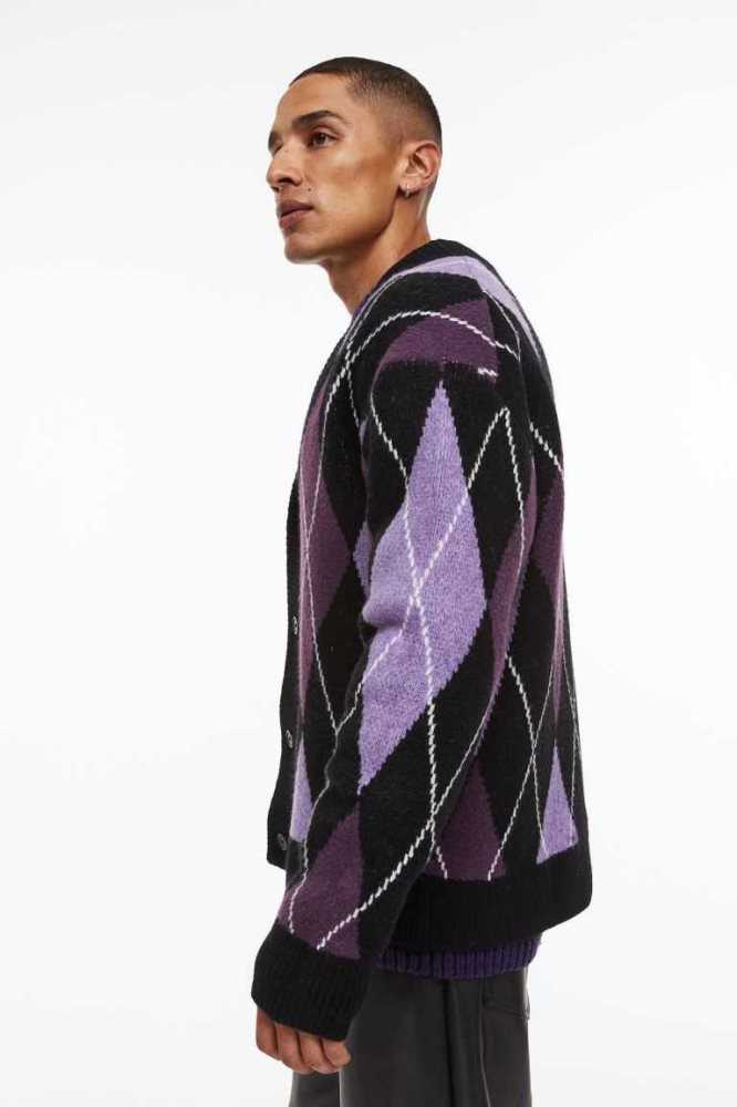 H&M Oversized Fit Cardigan Pullover Herren Lila | 9528-CIMDQ