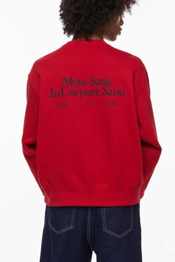 H&M Oversized Fit Sweatshirt Herren Rot | 3890-TVUOH