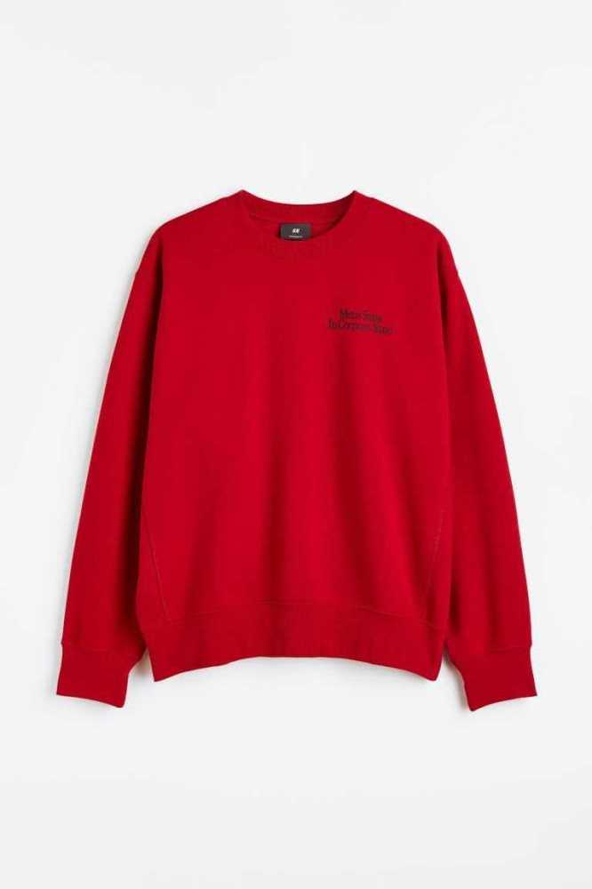 H&M Oversized Fit Sweatshirt Herren Rot | 3890-TVUOH