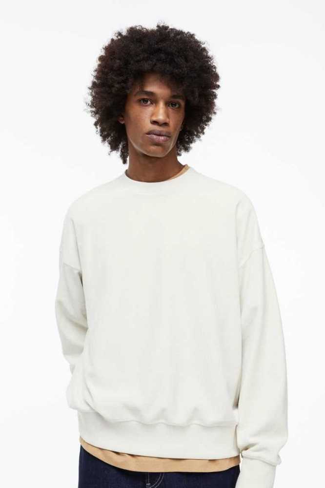 H&M Oversized Fit Velour Sweatshirt Herren Dunkelblau | 9062-ARQWM