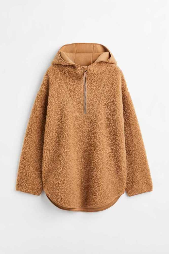 H&M Oversized Fleece Hoodie Damen Schwarz | 4162-OFHAU