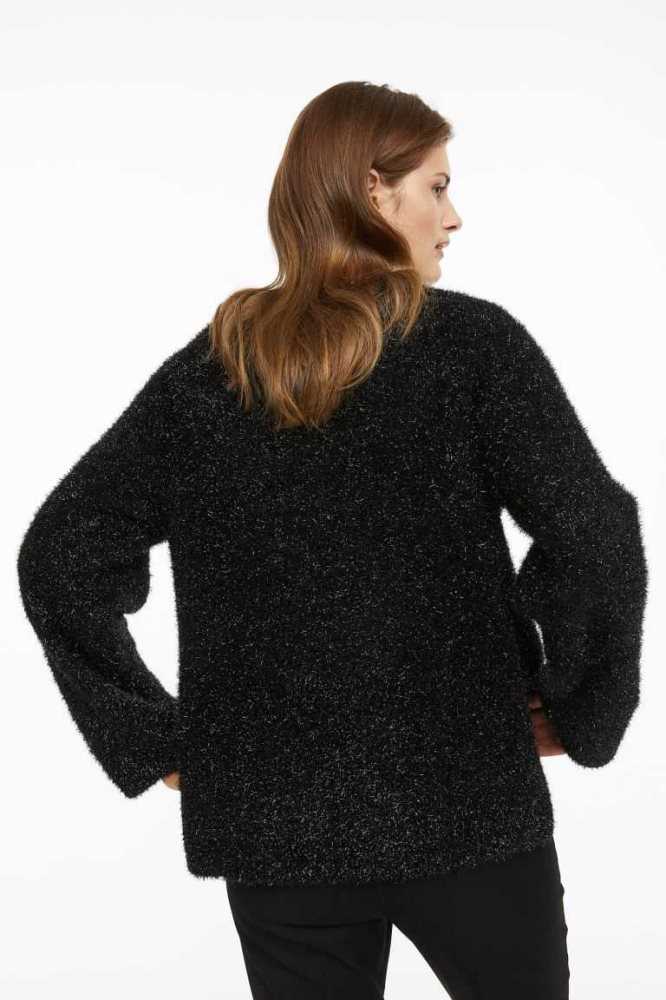 H&M Oversized Fluffy Pullover Damen Schwarz | 2948-TANWM