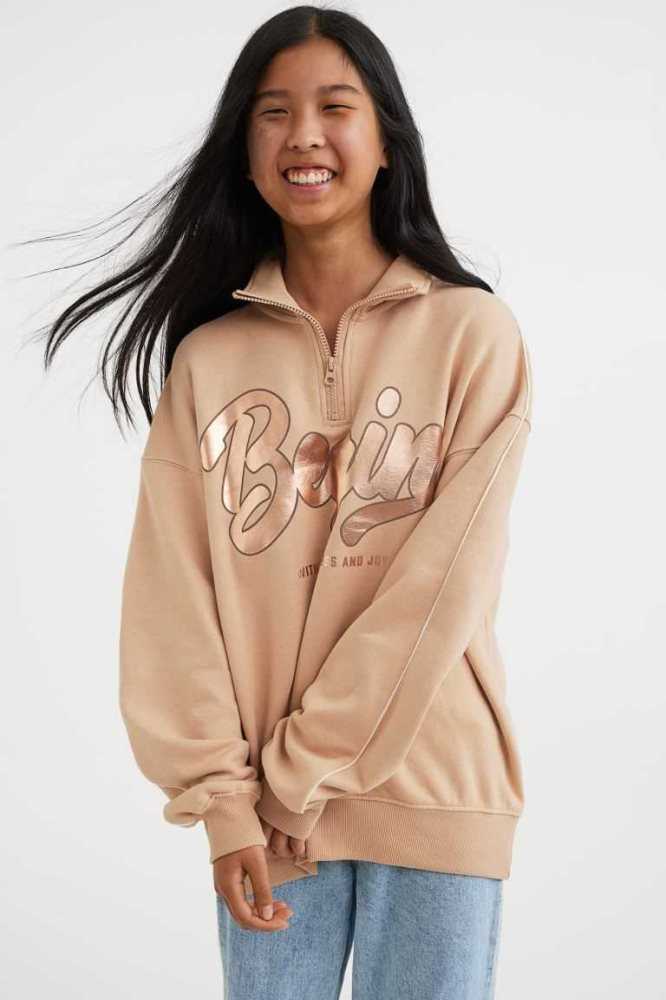 H&M Oversized Half-zip Hemd Kinder Dunkelgrau | 5092-XCPYM