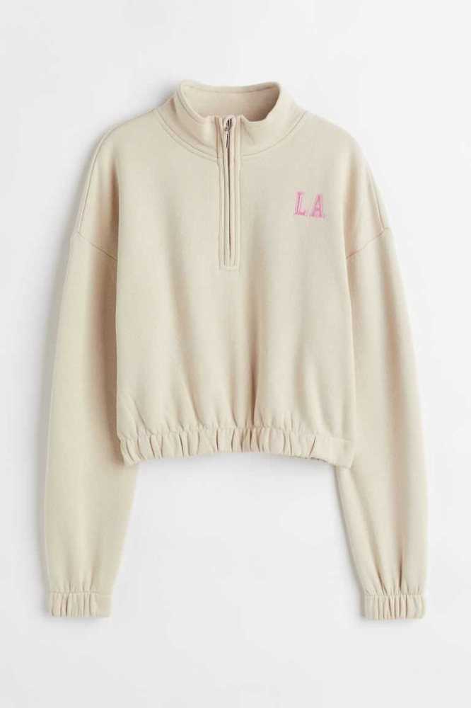 H&M Oversized Half-zip Hemd Kinder Hellbeige | 4298-STUDR