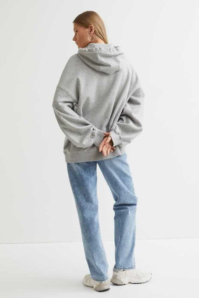 H&M Oversized Hoodie Damen Hellgrau | 4359-NCLHZ