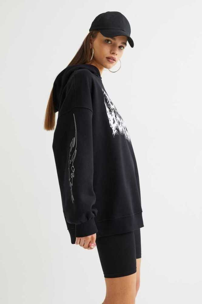 H&M Oversized Hoodie Damen Schwarz | 0389-EYQUG