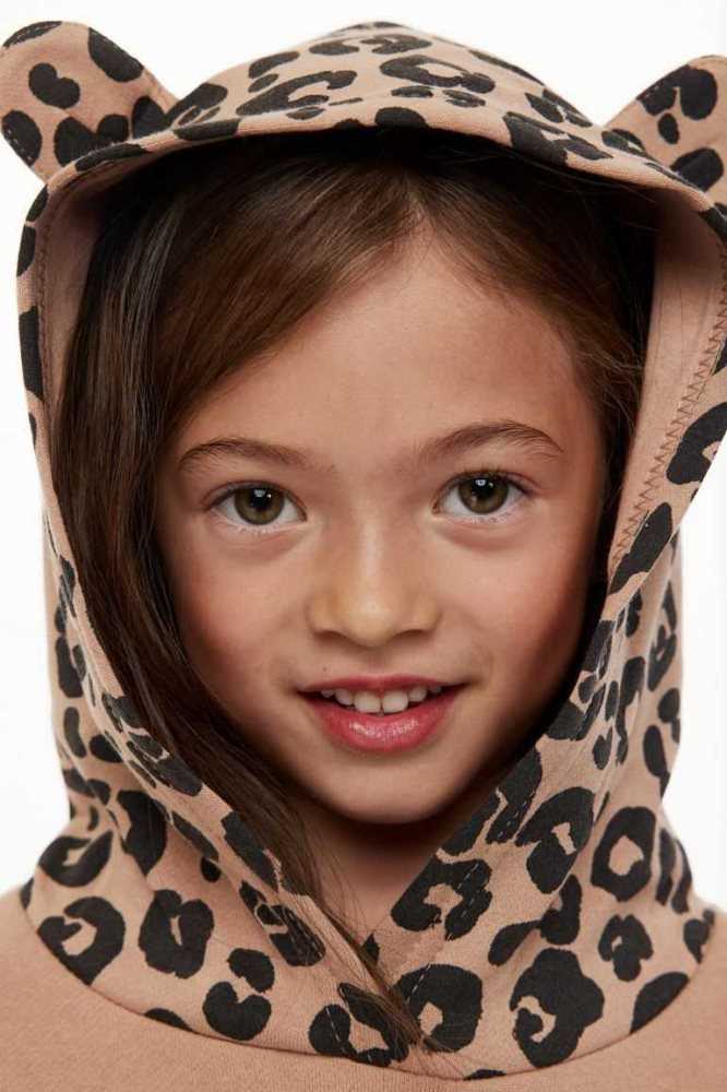 H&M Oversized Hoodie Kinder Beige Leopard | 0538-XKVEJ