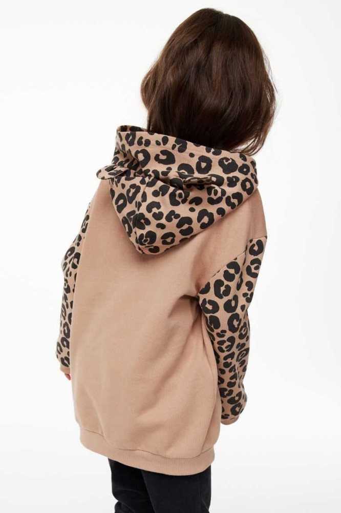 H&M Oversized Hoodie Kinder Beige Leopard | 0538-XKVEJ