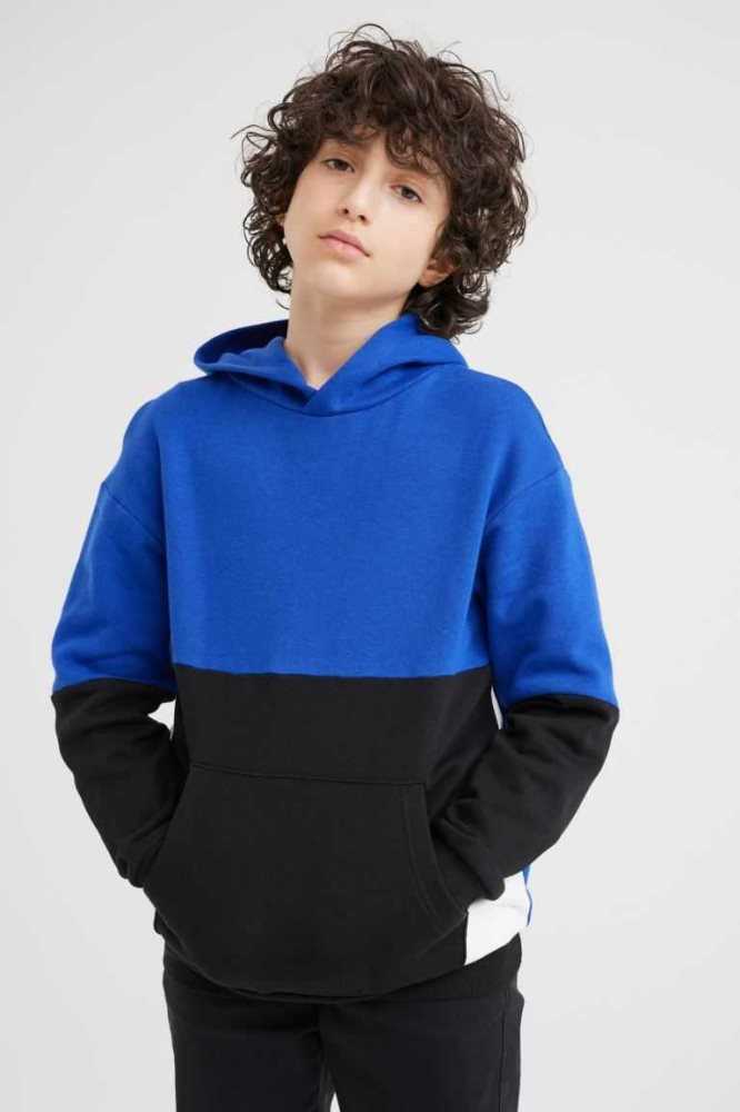 H&M Oversized Hoodie Kinder Blau Schwarz | 3591-ECJTB