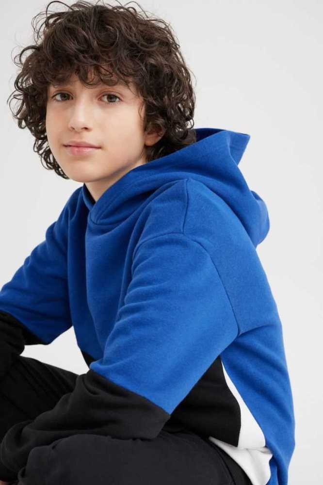 H&M Oversized Hoodie Kinder Blau Schwarz | 3591-ECJTB