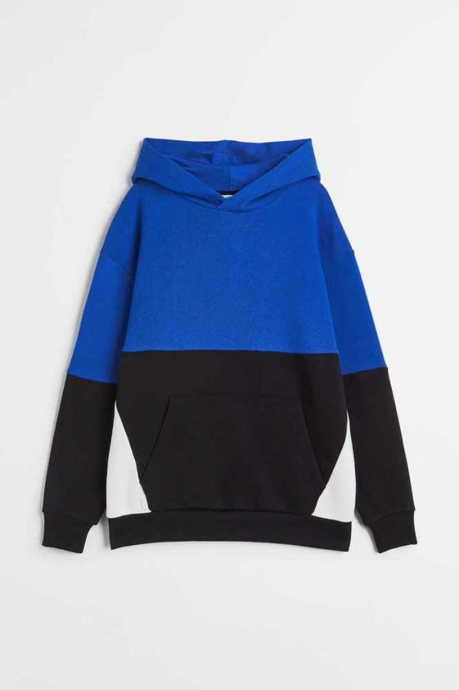 H&M Oversized Hoodie Kinder Blau Schwarz | 3591-ECJTB