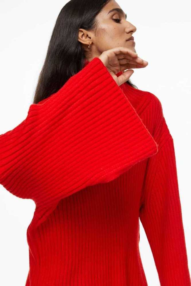 H&M Oversized Mock-turtleneck Pullover Damen Rot | 1504-NASUD