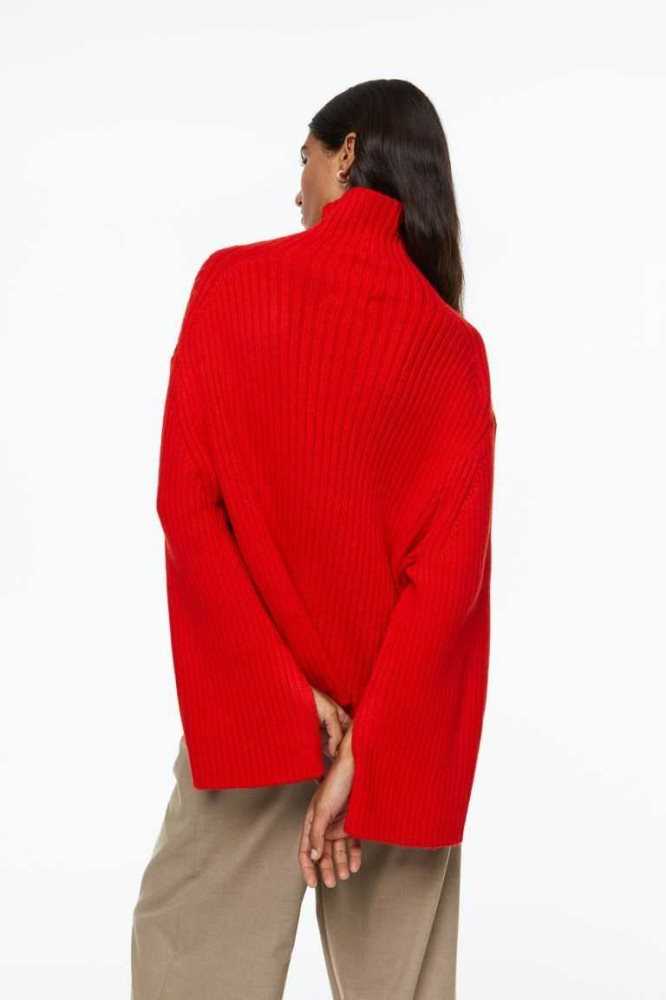 H&M Oversized Mock-turtleneck Pullover Damen Rot | 1504-NASUD