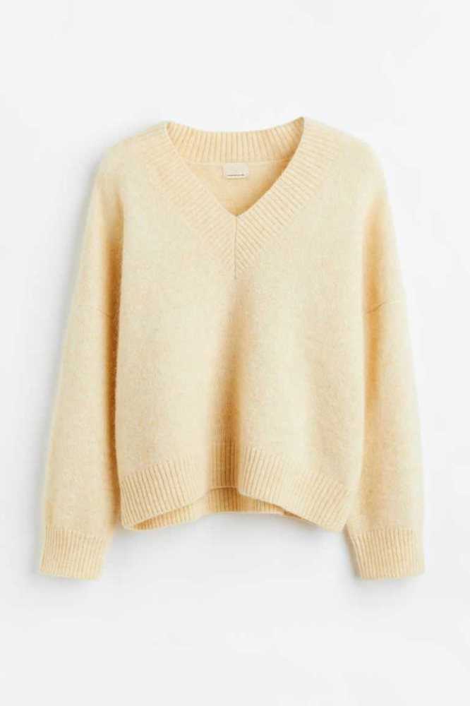 H&M Oversized Mohair-blend Pullover Damen Hellgelb | 3590-DTGJK