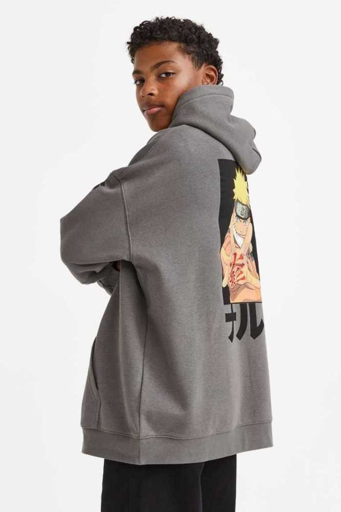 H&M Oversized Printed Hoodie Kinder Beige Weiß | 0895-UJWBK